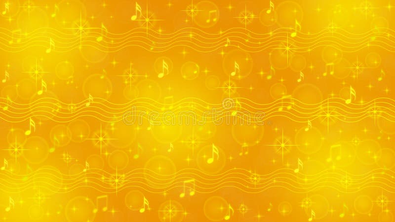 Illustration of music notes and staves with blurred bokeh, sparkles and bubbles in yellow gradient background for backdrop, banner, brochure template or poster. Colorful musical notes stock images, royalty-free photos and pictures