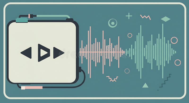 Abstract Music Player Design with Sound Waves and Shapes stock illustration