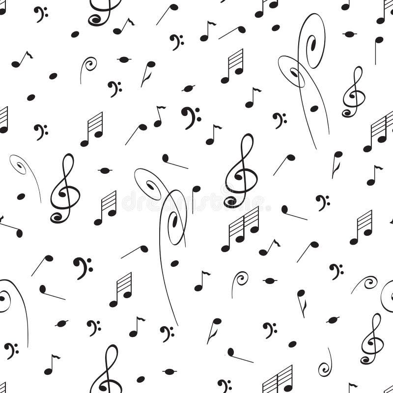 Abstract Music Seamless Pattern Background with Black Notes and Treble  Clef. Stock Vector - Illustration of ornament, banner: 74749183