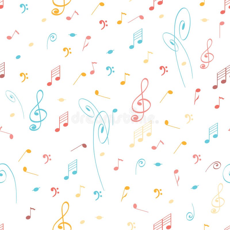 Abstract Music Seamless Pattern Background with Colored Notes and Treble  Clef. Stock Vector - Illustration of graphic, icon: 74145893