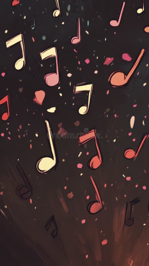 Abstract musical notes in colorful confetti explosion vector illustration