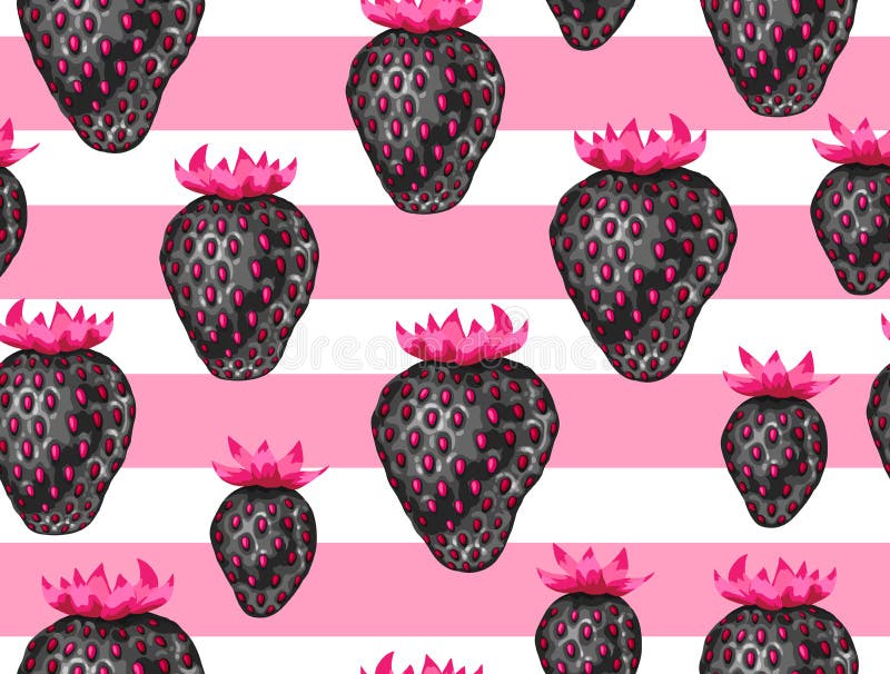 Abstract naadloos patroon met aardbeien in een pop-artstijl