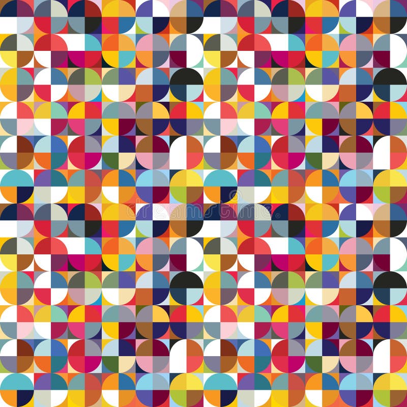 Abstract seamless pattern of circles and squares. Simple geometric shapes. Bright colors. Pattern for fabrics and wrappers. Abstract seamless pattern of circles and squares. Simple geometric shapes. Bright colors. Pattern for fabrics and wrappers.