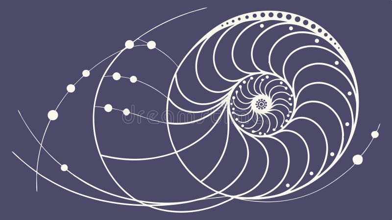 Abstract Nautilus Shell Geometric Lines Space vector design Generative AI royalty free illustration