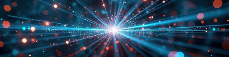Abstract nebula-like light burst with blue and red ray effect vector illustration
