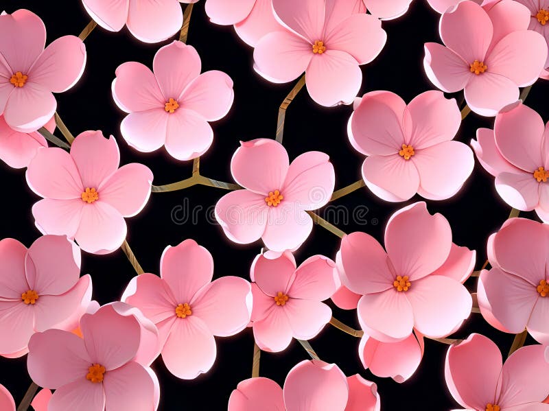 Abstract neon bright pink cherry blossom stock illustration