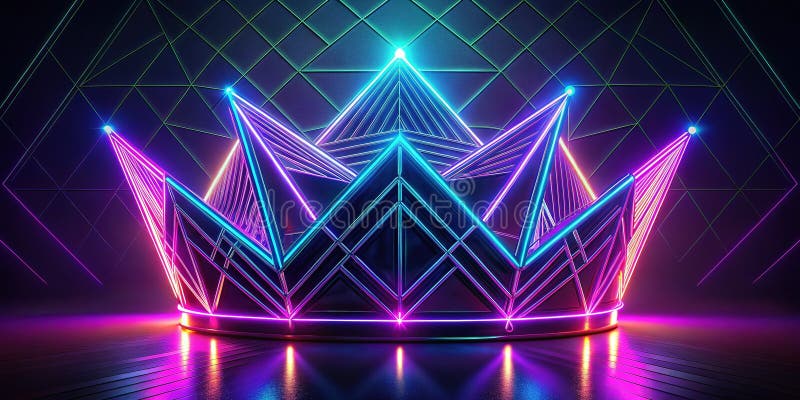 Abstract Neon Crown Futurystyczny Ultrafioletowy Projekt Geometryczny dla współczesnych banerów tapetowych lub grafiki royalty ilustracja