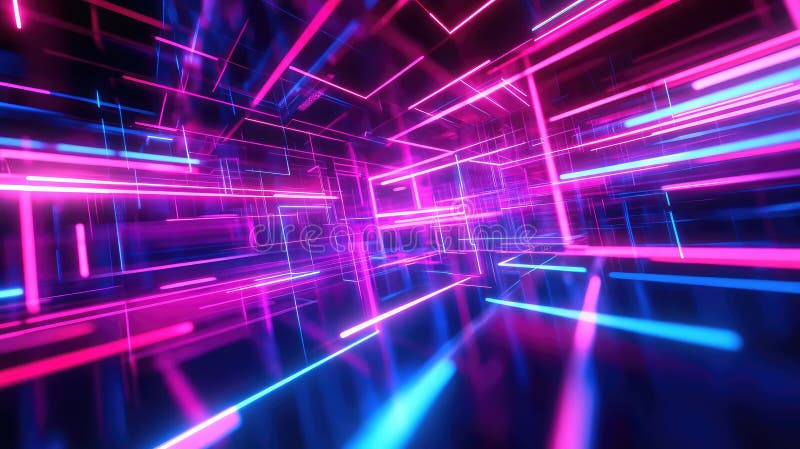 Abstract neon data network virtual reality cyberspace royalty free illustration