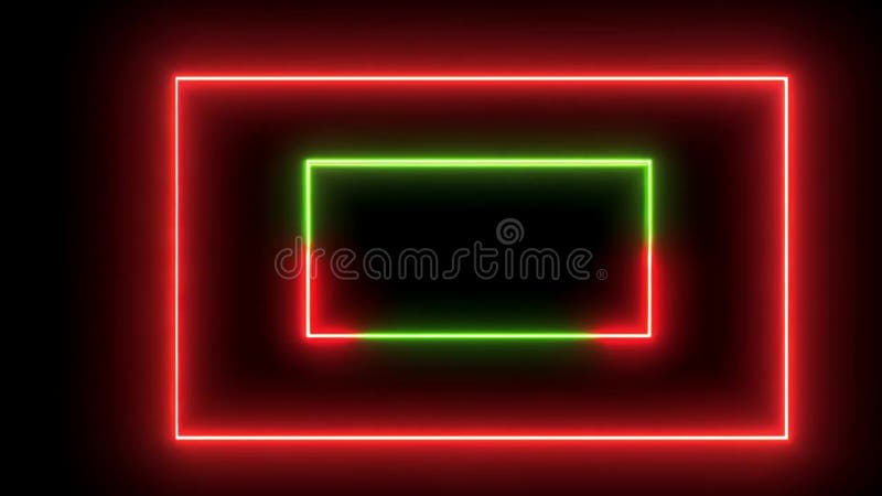 Abstract Neon Frame: Red and Green Glowing Rectangular Design vector illustration