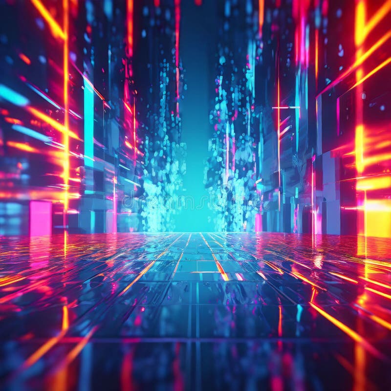 Abstract neon glowing futuristic background. 3d rendering royalty free stock photography