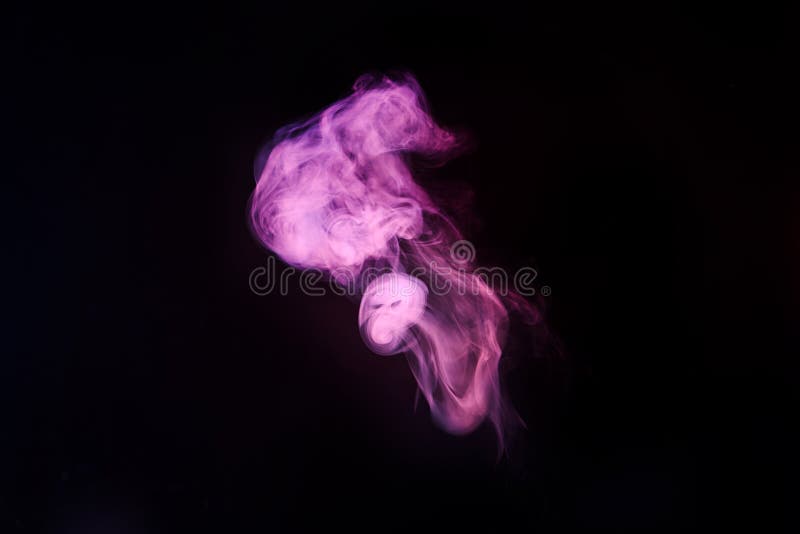 Abstract Neon Light Smoke Effect On Black Background. Smoke Cloud
