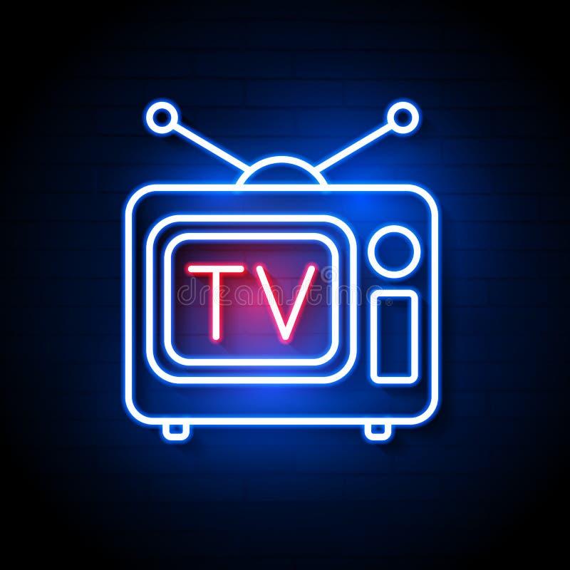 Abstract Neon Light Tv Vector, on a Brick Wall Vector Stock Vector