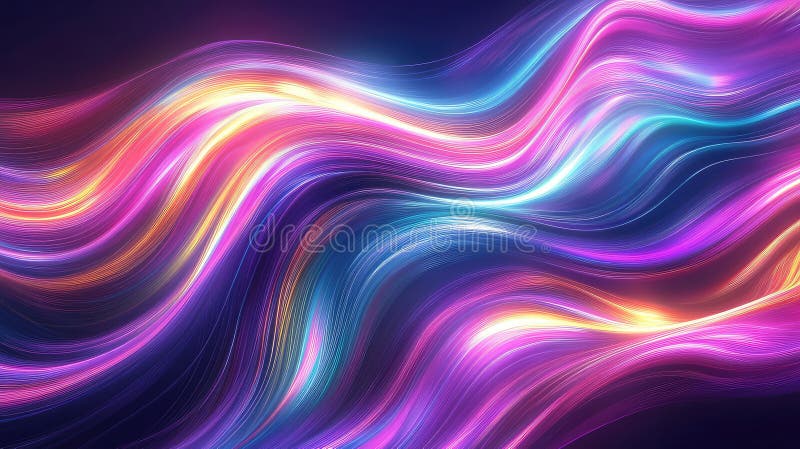 Abstract neon light lines flowing creating vibrant energy background vector illustration