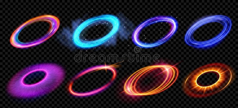 Abstract neon ring halo light vector flare effect vector illustration