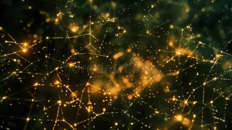 Abstract netwerk Plexus Golden Connection Strucalization Digital Data Visualization stock illustratie