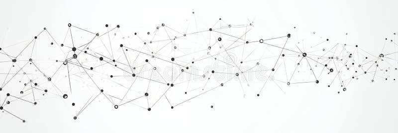 Abstract network background with black dots and lines stock illustration