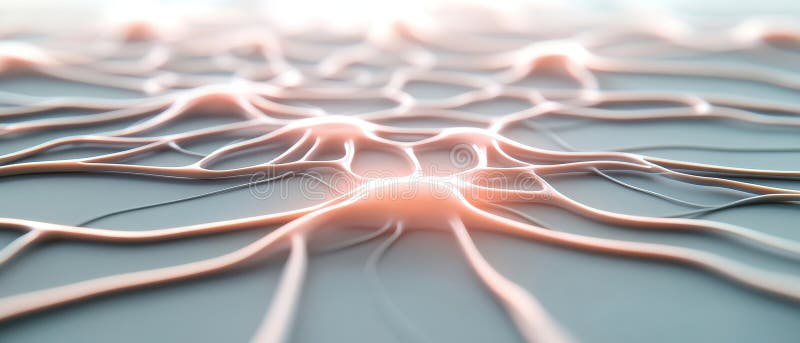 Abstract network concept. Connection structure with glowing nodes. Neural network background. Interconnected pathways. Artificial royalty free stock image
