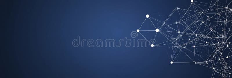 Abstract network connection on blue background stock illustration