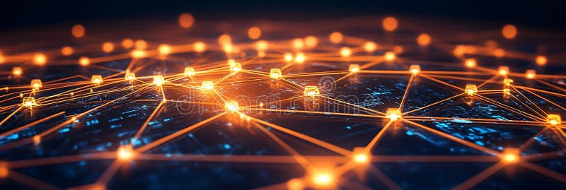 Abstract network connection concept with glowing lights royalty free illustration