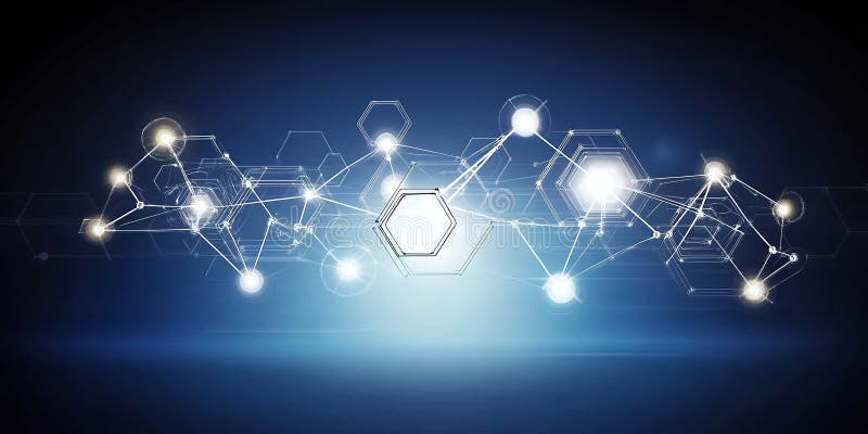 Abstract Network Connection Global Technology Digital Data Hexagon Structure Futuristic Design stock illustration
