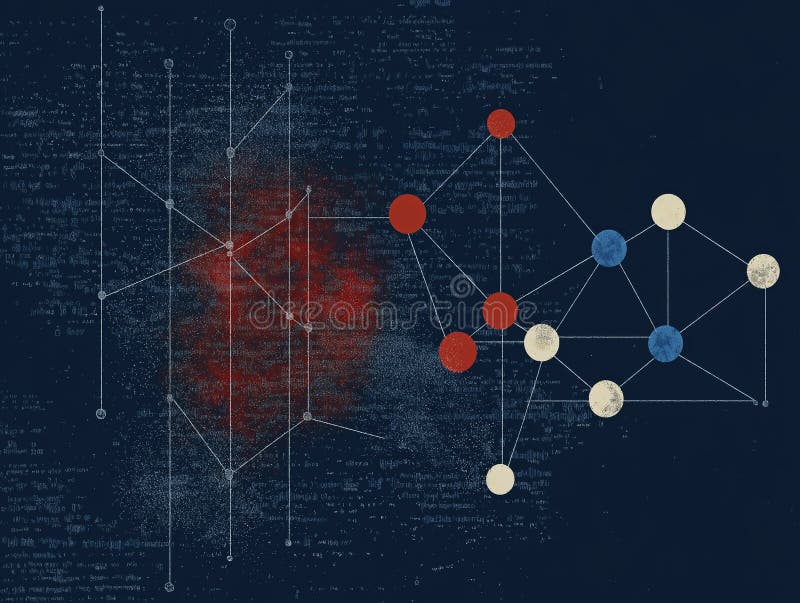 Abstract network diagram with stock image