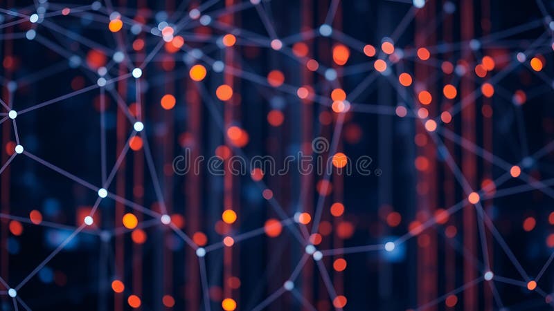 Abstract network of glowing dots and lines vector illustration