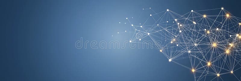 Abstract network of glowing dots and lines stock illustration