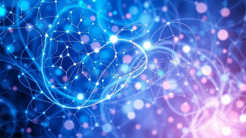 Abstract network of glowing lines and dots. Generative AI