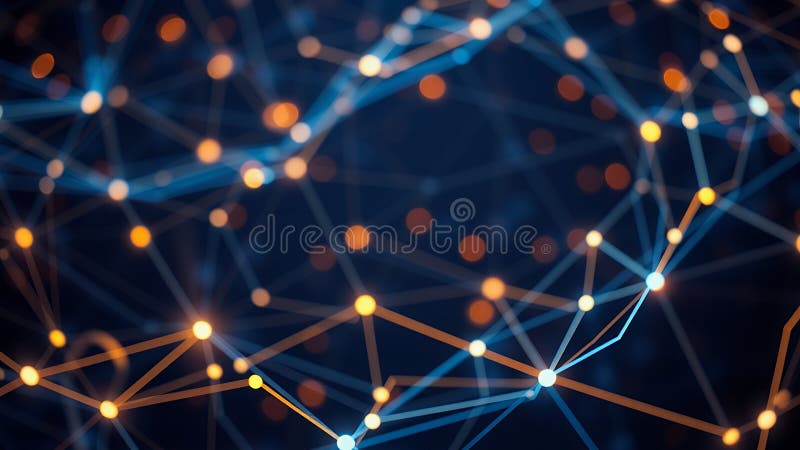 Abstract network of glowing lines and points royalty free illustration