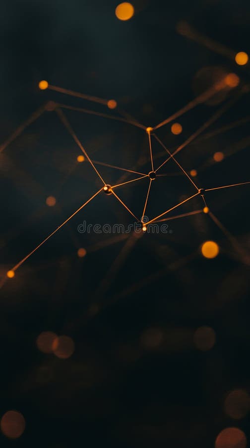 Abstract network of glowing lines and points stock illustration
