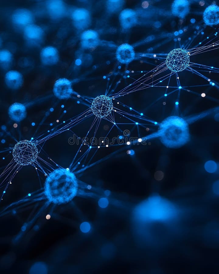 Abstract network of interconnected spheres stock photos