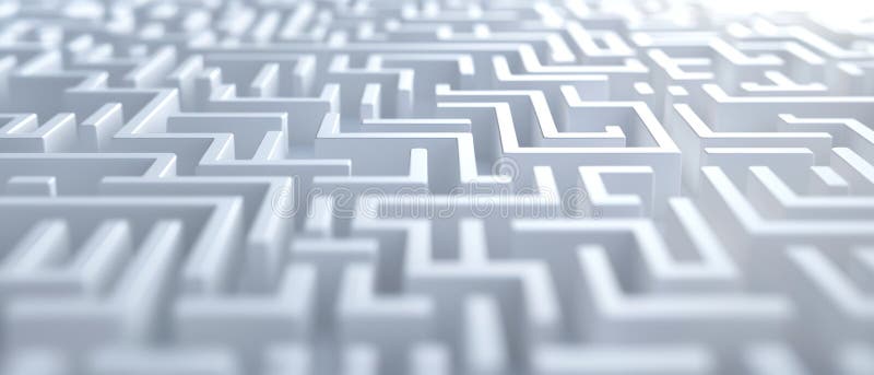 Abstract network nodes forming maze pattern representing data complexity with copy space on right side vector illustration