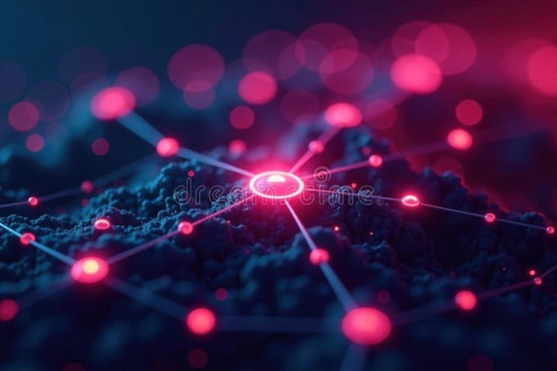 Abstract network nodes glowing, showing website traffic flow, business, data science vector illustration