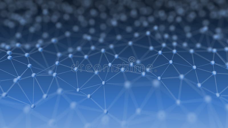 Abstract Neural Network on Blue Background 3d Illustration royalty free illustration