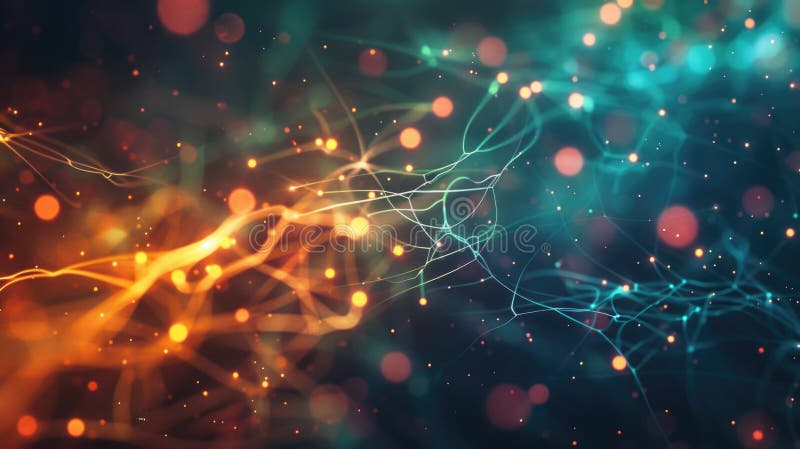 Concept de rețea neurală abstractă cu noduri de conectare colorate vector illustration