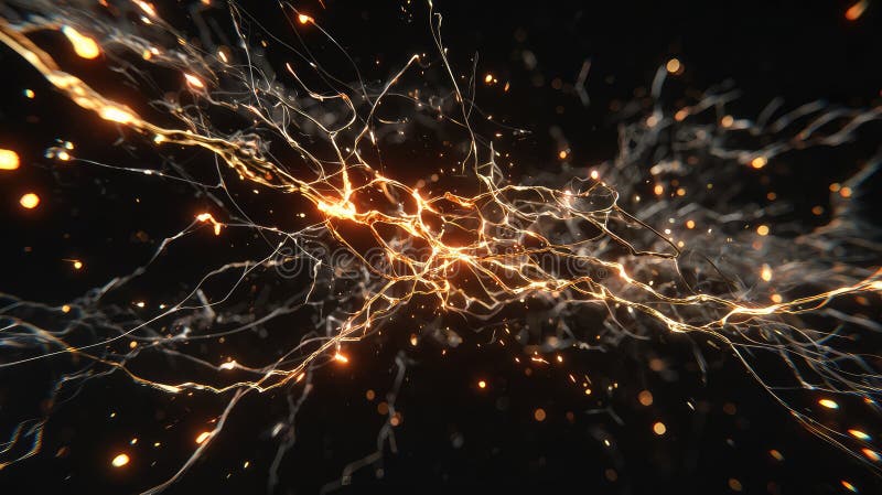 Abstract neural network creating energy transfer and connection royalty free illustration