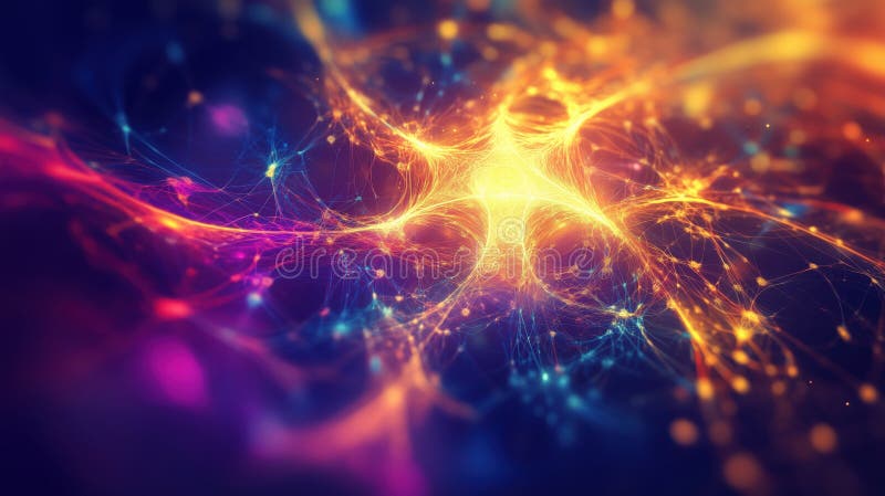 Abstract neural network visualization with vibrant colors royalty free stock photography