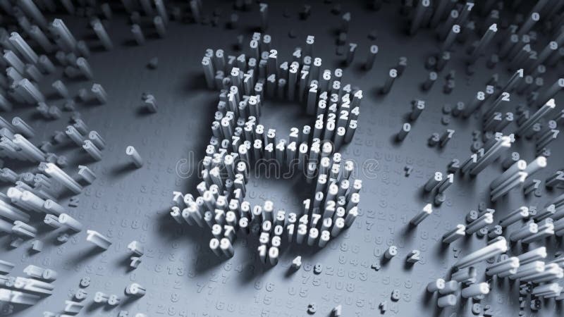 Abstract numbers Random motion in the form of coins bitcoin stock images