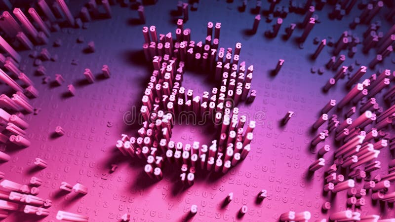 Abstract numbers Random motion in the form of coins bitcoin royalty free stock images