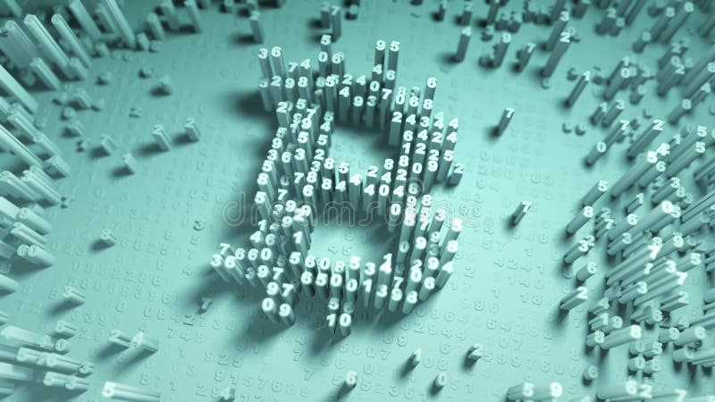 Abstract numbers Random motion in the form of coins bitcoin royalty free stock photos
