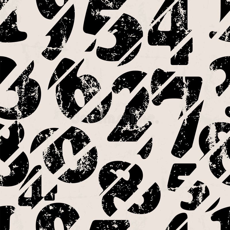 Abstract numbers, seamless grungy background pattern,vector illustration stock illustration