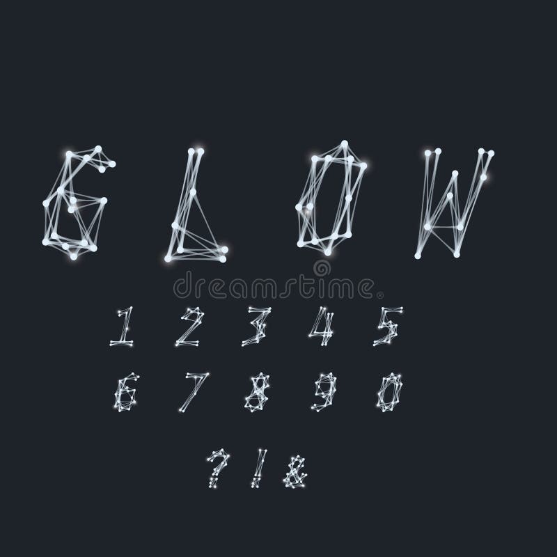 Abstract Numbers and symbols made of transparent white lines wit royalty free illustration