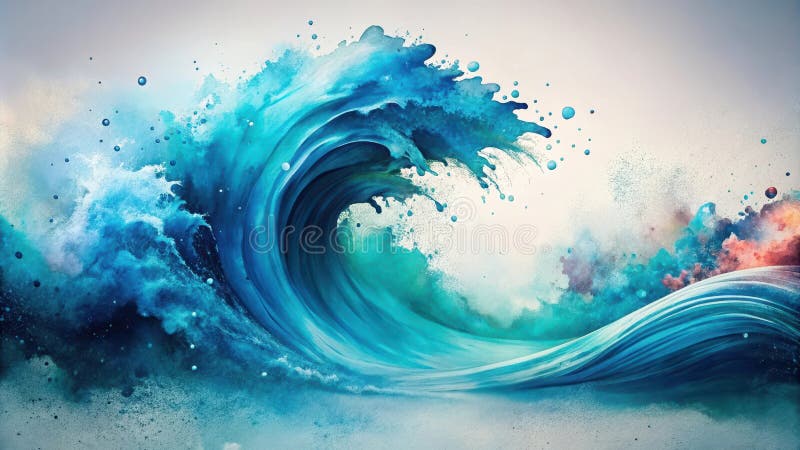 Abstract ocean wave with colorful splashes and a smooth texture. Generative AI vector illustration
