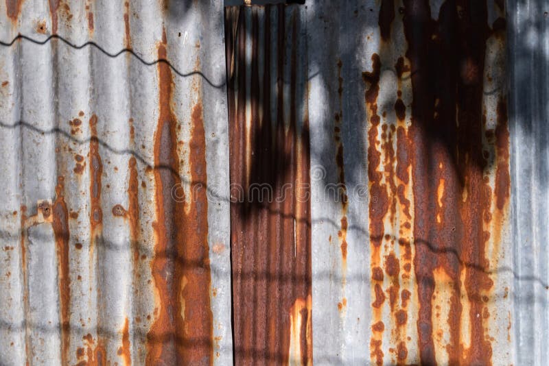 Abstract Old Zinc Rust Fence in the Outdoors.Thailand. Stock Photo Image of foundry, gray