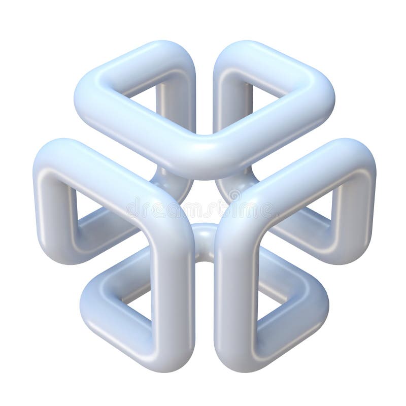 Abstract one line cube shape 3D vector illustration