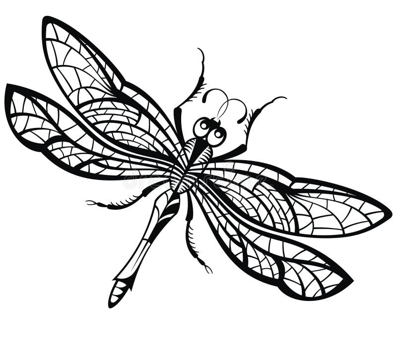 Black and white dragonfly vector illustration. Black and white dragonfly vector illustration