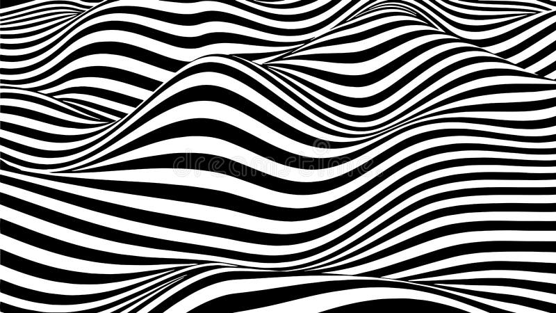 Abstract optical illusion background. Black and white lines on a wave background. Graphic design. Vector illustration vector illustration