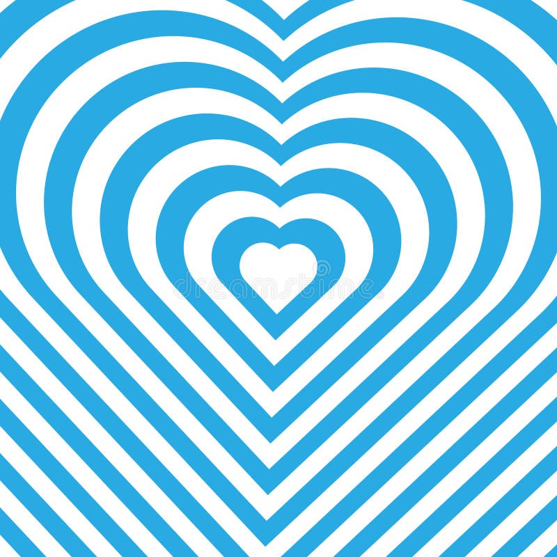 Abstract optical illusion background with a heart. Blue and white. Vector.