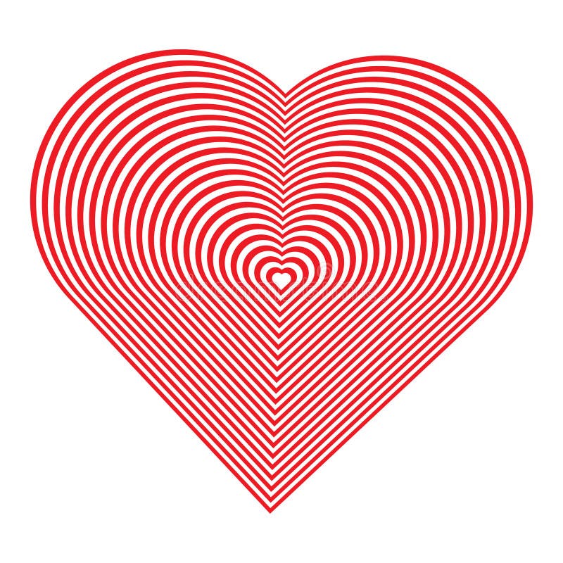 Abstract optical illusion background with a heart. Red and white. Vector.