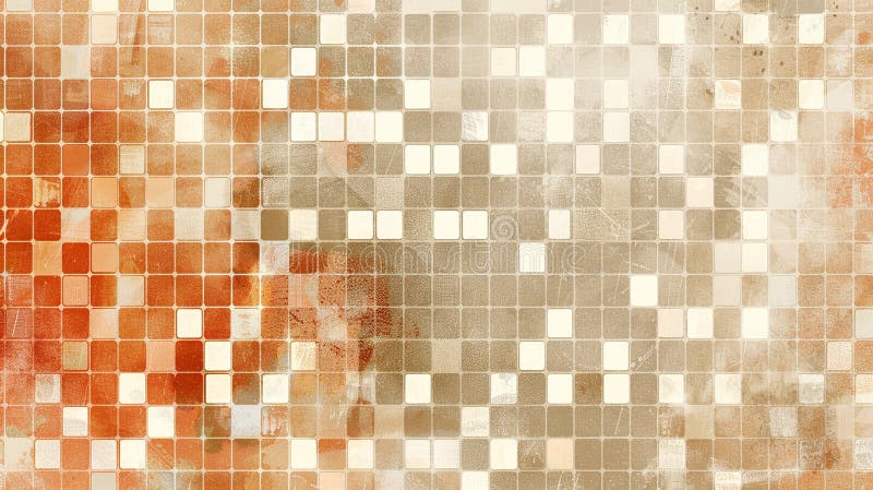 Abstract orange and beige mosaic pattern background image, royalty free illustration.